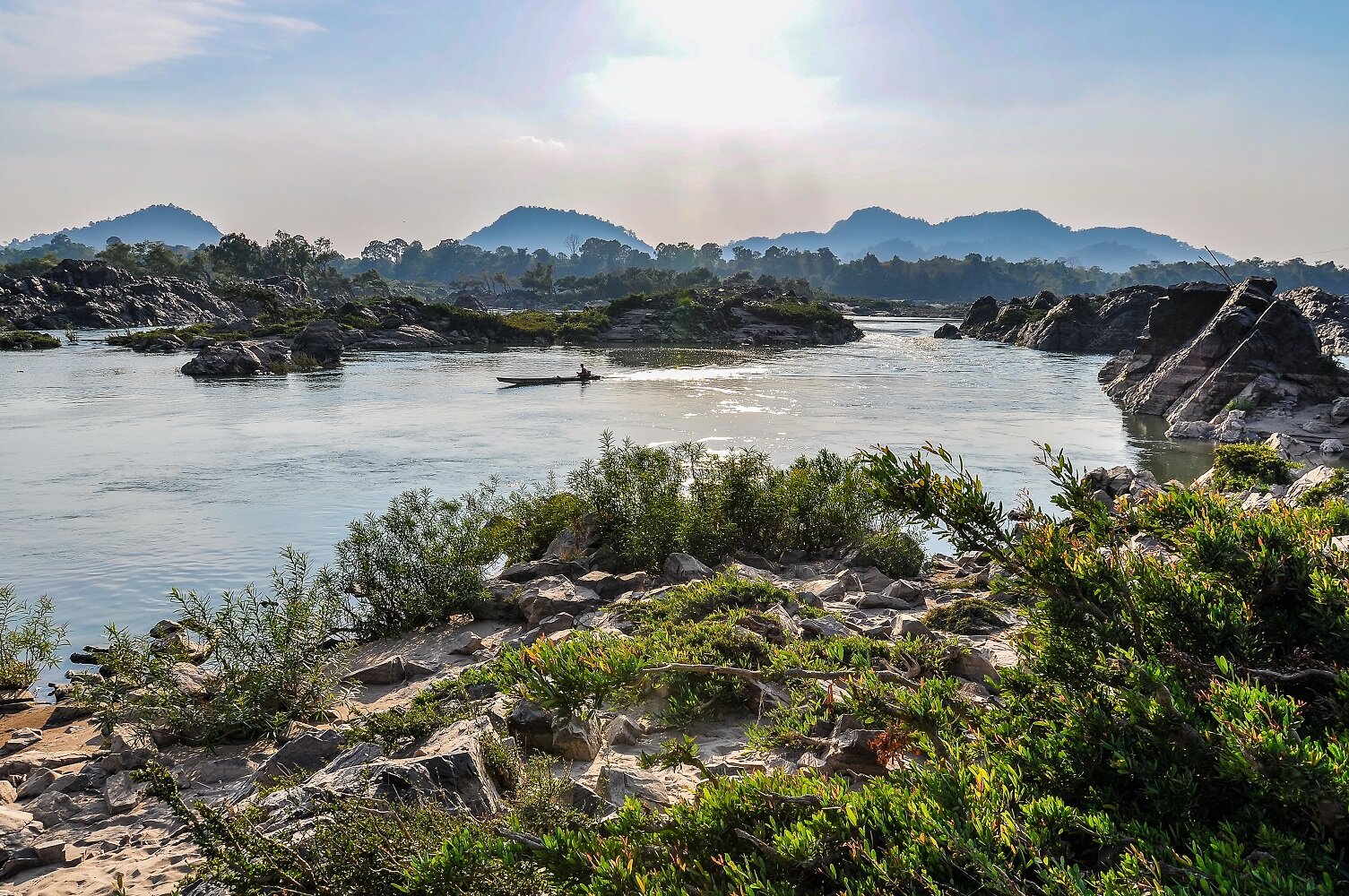 Don Khong Island boat on the Mekong River, Laos